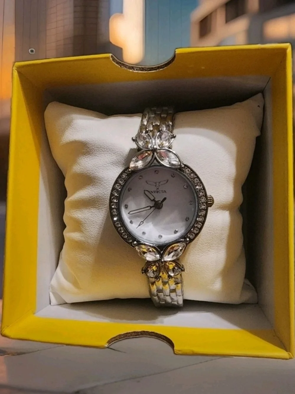 Invicta Silver-Tone Crystal Accent Women's Bracelet Watch